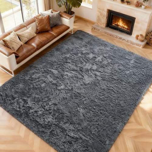 CHOSHOME Teppich Wohnzimmer Schlafzimmer Teppiche Flauschiger Hochflor...