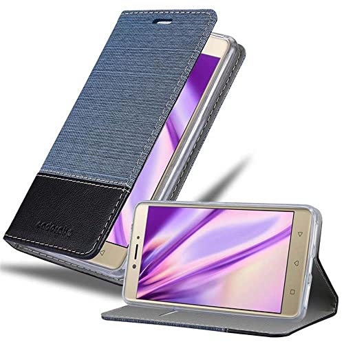 Cadorabo Custodia Libro per Lenovo K6 NOTE in AZZURRO SCURO NERO - con Vani di Carte, Funzione Stand e Chiusura Magnetica - Portafoglio Cover Case Wallet Book Etui Protezione