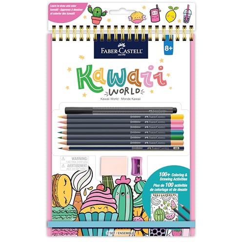 Faber-Castell Learn To Draw Kawaii World: Drawing Kit With Goldfaber Colored Pencils, 100+ Activities, Stickers & Supplies, Screen-Free Art Gift For Kids, Tweens & Beginners (Ages 8+)