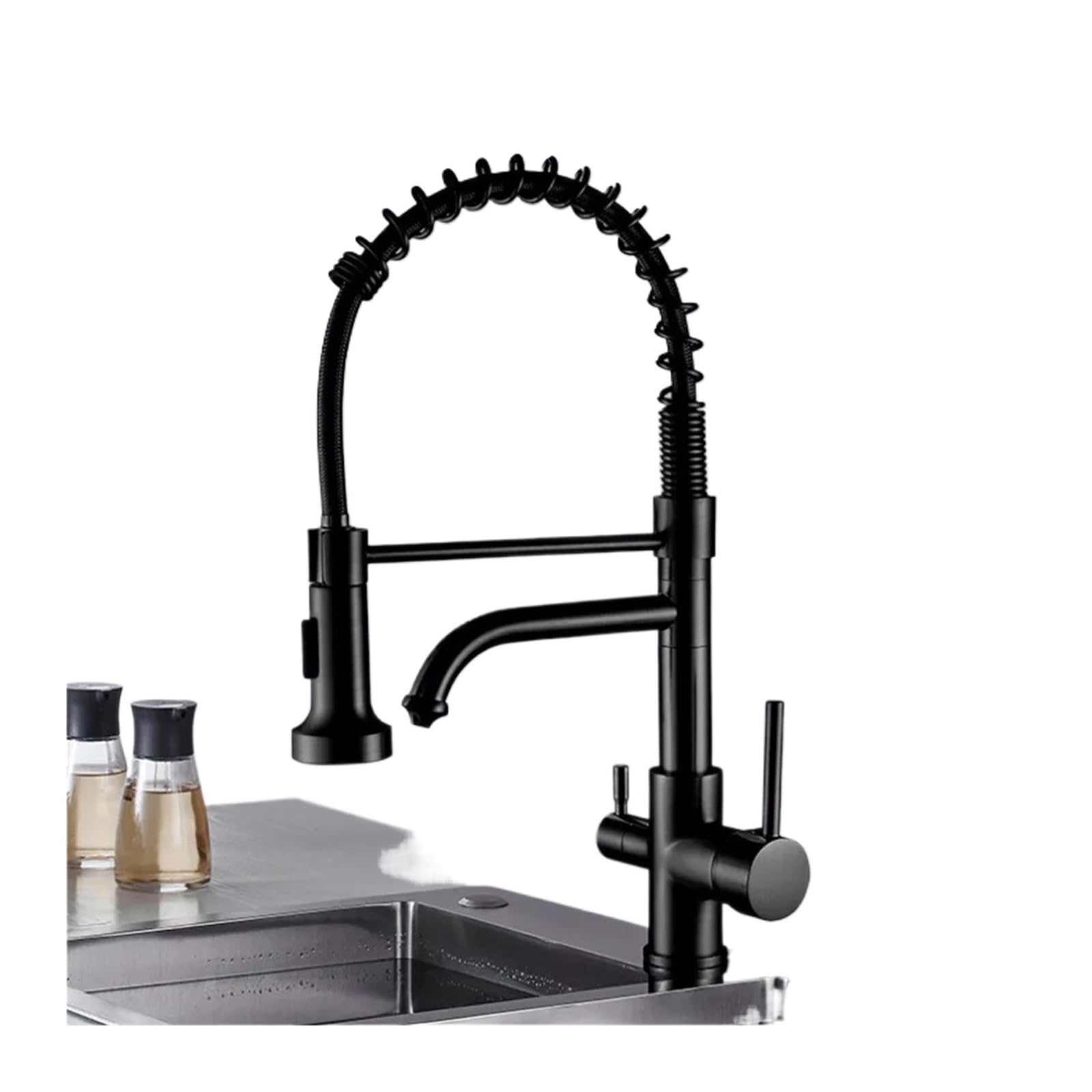 ZYCHSJXA Kitchen Purified Filtration Faucet Handle hot and Cold Drinking Water PullOut countertop Mounted Mixer Purification Faucet(Nickel A)