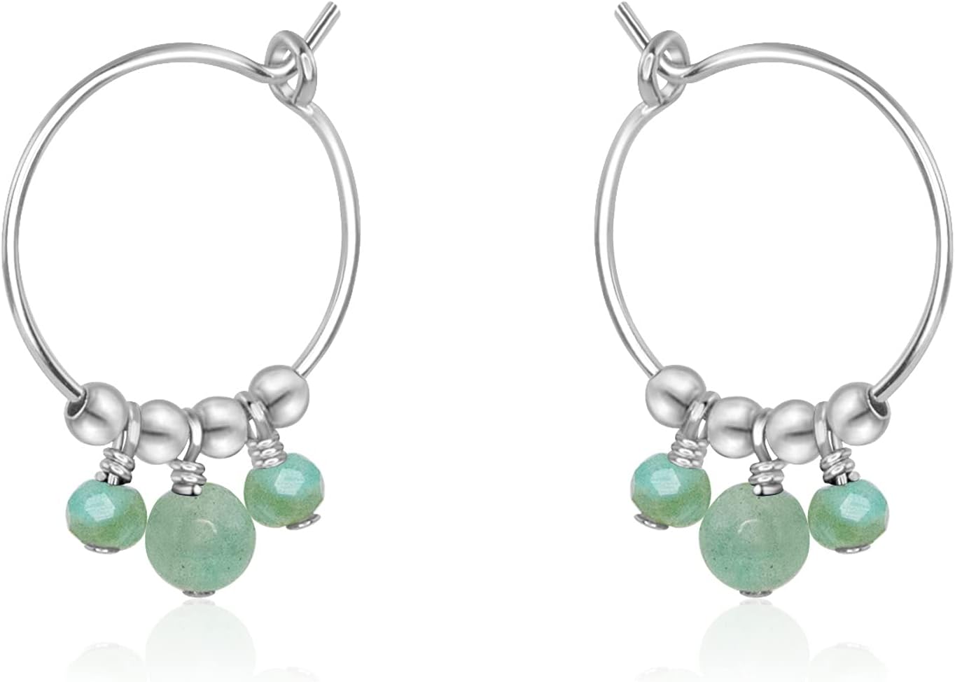 Luna Tide Amazonite Hoop Earrings in Sterling Silver