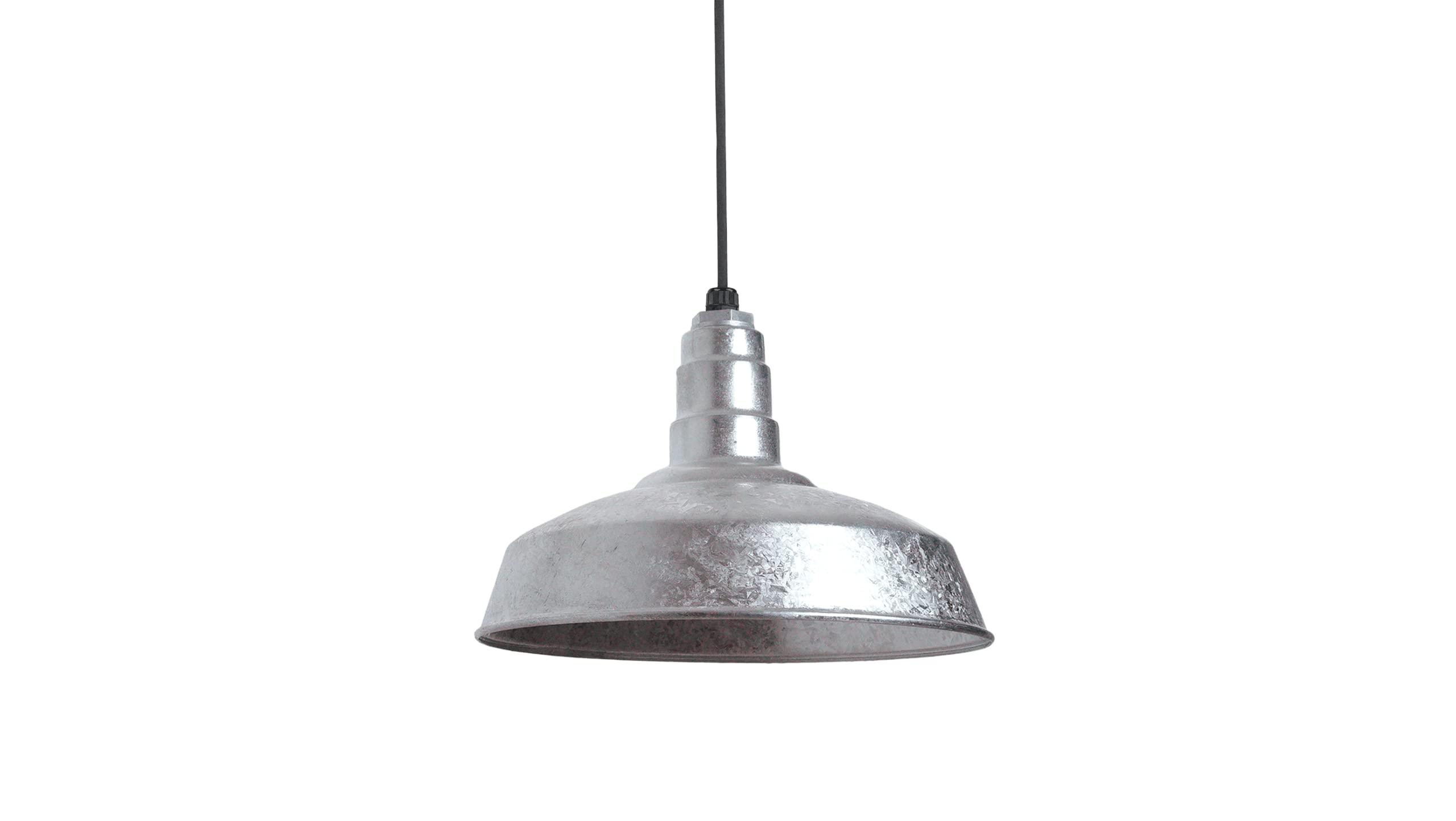 4ft Black Cord Barn Light Pendant 16" Dome | Garage Workshop | Galvanized