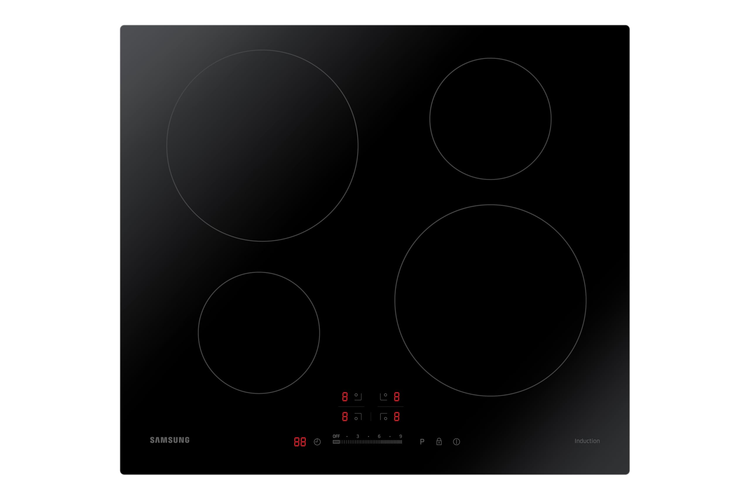 Samsung Induction Hob with 4 Cooking Zones, With Touch Control, Colour: Black, Material: Ceramic Glass, NZ64H37070K