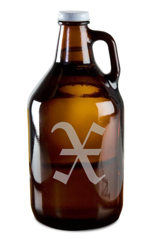 Milk Mug Designs Olde English Upper Case 'X' Hand-Made Etched Glass Beer Growler 64 oz