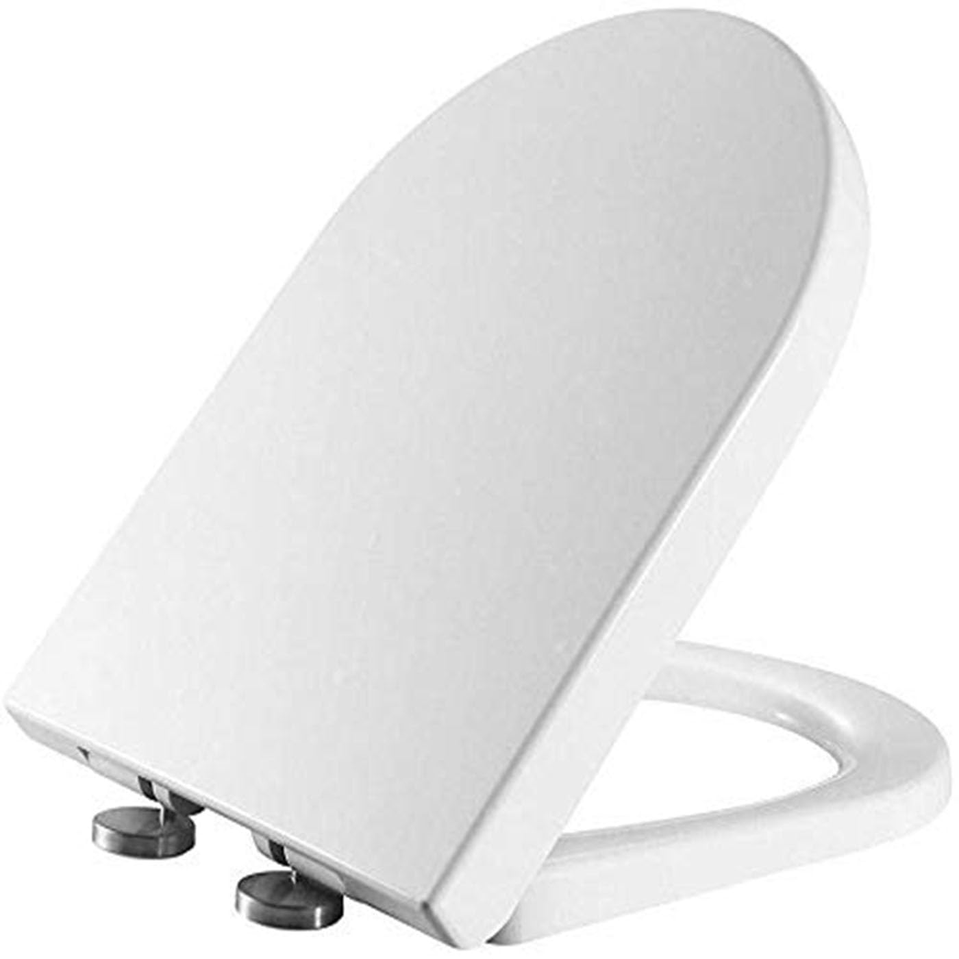 Wttfc Tapa Inodoro De Cierre Suave,Universal Tapas De Water,Asiento De Inodoro En Forma De D,FuncióN De LiberacióN RáPida,Tapa Vater con Bisagras Ajustables,Blanco Taza WC,L