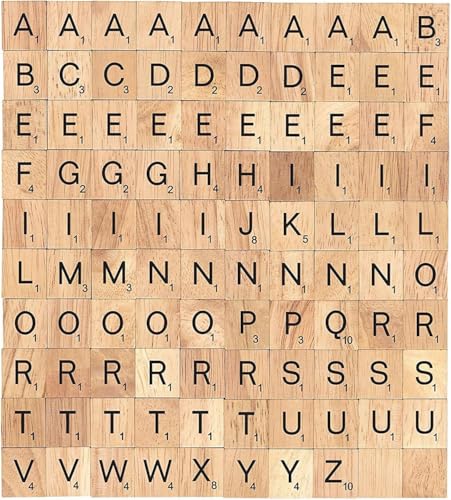 200 Pieces Wooden Tiles, Standard Size Craft Letters, Replacement Alphabet Set for Board Games, Crafts & Scrapbooking