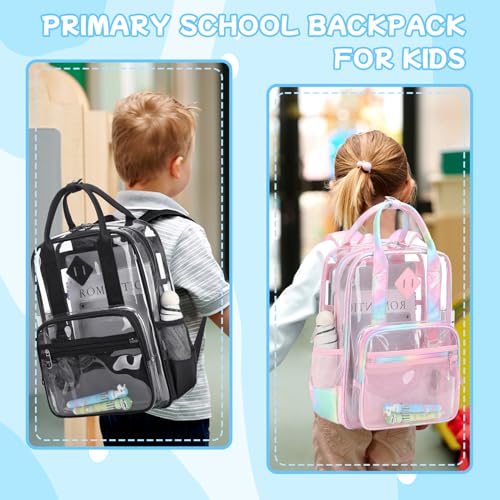 Clear Backpack for Stadium Events Kids Clear Bookbag for Girls Boys Elementary School Heavy Duty PVC Small Transparent Backpack, Black by MOONBABY - Used condition - Image 2