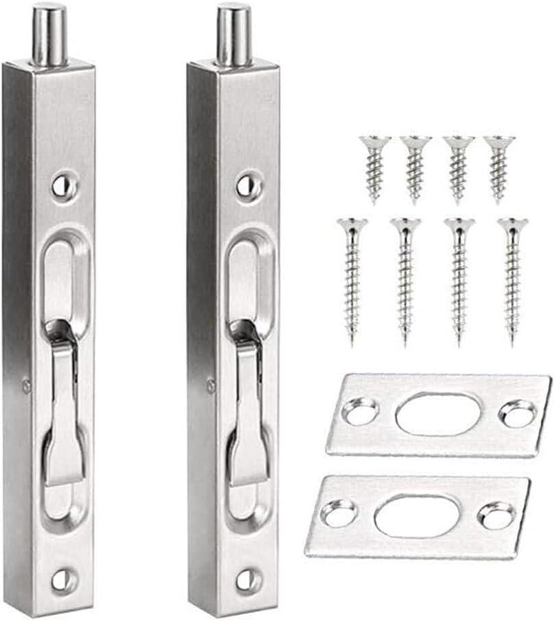 Flush Bolt Lock for Interior Doors – 6 Inch Concealed Door Security Bolt, Heavy Duty Stainless Steel Slide Door Lock Mechanism, Wooden & Metal Door Compatible
