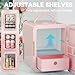 EUHOMY Mini Fridge, 5L AC/DC Small Refrigerator with Dimmable LED Mirror, Portable Cooler and Warmer for Skin Care, Cosmetics, Beverage, 5L Makeup Mini Skincare Fridge for Bedroom, Car, Office, Pink