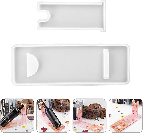 Miniatura 7 de VILLCASE Molde para estante de vino, moldes de resina epoxi para resina epoxi, moldes de fundición de silicona, soporte para copas de vino, moldes