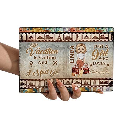 Personalized Name Just a Girl Who Loves Photography Leather Passport Wallet Fun Unique Gift for Traveler Custom Travel Accessory Passport Holder Gift for Girl Traveling Lover 13 - Thumbnail 2