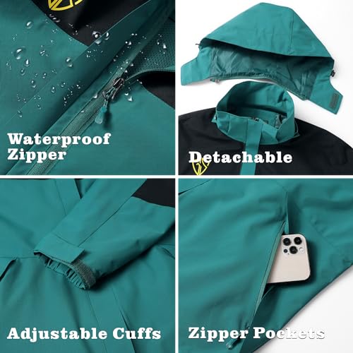 GIISAM Rain Jacket for Women, Women's Waterproof Lightweight Rain Jackets Packable Raincoat Windbreaker Coat with Hood4