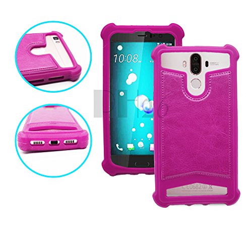 Ph26 Wiko Cink King Coque arrière façon Cuir Fushia Contours en Silicone Gel Anti-Chocs by