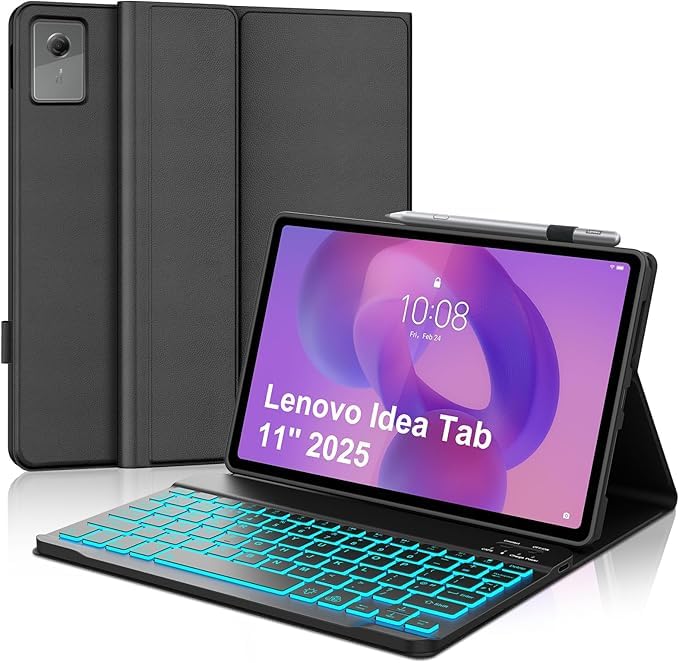 KTOITION Funda con Teclado para Lenovo Idea Tab 11 2025,Bluetooth inalámbrico Desmontable Funda Protectora Delgada para la Tableta Lenovo Idea Tab 11 Pulgadas 2025 (TB-336FU/TB-336ZU), Negro