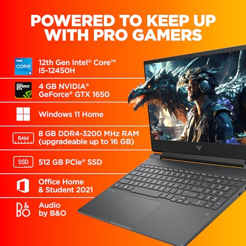 HP Victus Gaming Laptop, 12th Gen Intel Core i5-12450H, 4GB GTX 1650 GPU, 15.6-inch (39.6 cm), FHD, IPS, 144Hz, 8GB DDR4, 512GB SSD, Backlit KB, B&O, Dual Speakers (MSO, Blue, 2.37 kg), fa0070TX - Image 5