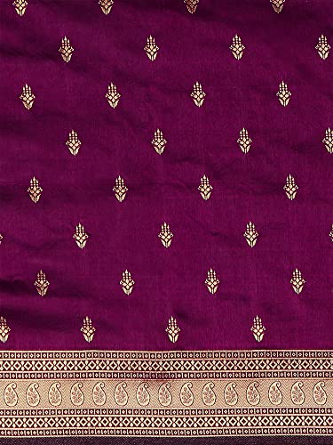 Image of AKHILAM Women's Banarasi Silk Blend Woven Design Golden zari Work Saree With Unstitched Blouse Piece (2PAKHI41 Parent)