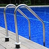 ★Práctico y útil: el anclaje, la escalera de piscina, el parachoques de goma, el protector redondo y el perno de la escalera se pueden utilizar con cualquier barandilla o escalera con un diámetro exterior estándar de 4,8 cm.