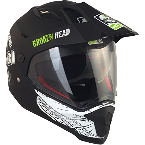 Broken Head Street Rebel Motocross-Helm in Grün mit Visier