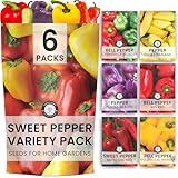 Sweet Pepper Seeds | 6 Individual Packs | 2026 Season | Non-GMO | Bell Pepper California Wonder, Purple Beauty, Sweet Banana & More! | for Planting Indoor & Outdoor | by Family Sown