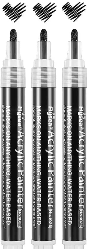 INOG Water-Based Black Acrylic Paint Marker Pens Permanent for Rocks Painting, Ceramic, Glass, Wood, Fabric, Canvas, Mugs, DIY Craft Making Supplies (Set of 3, Black) (B0BW63T5HX) Amazon Price History, Amazon Price Tracker