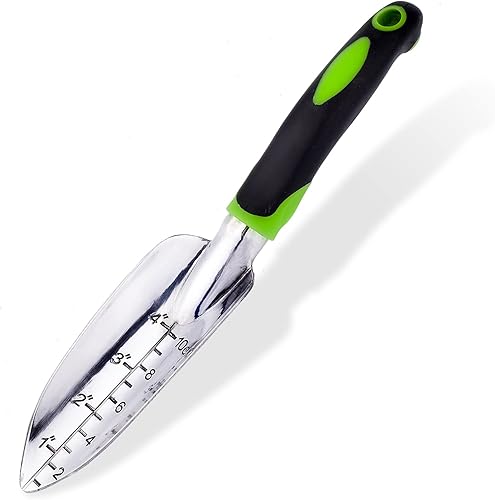 Paleta de jardín y pala ancha de mano puntiaguda con mango ergonómico antideslizante de goma suave para plantar, trasplantar, deshierbar, mover y