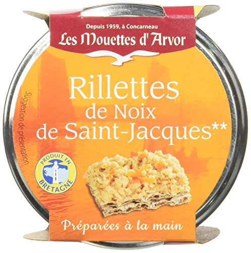 Rillettes Saint Jacques Les Mouettes d'Arvor : lot de 3 boîtes 125 g anti-panique apéro