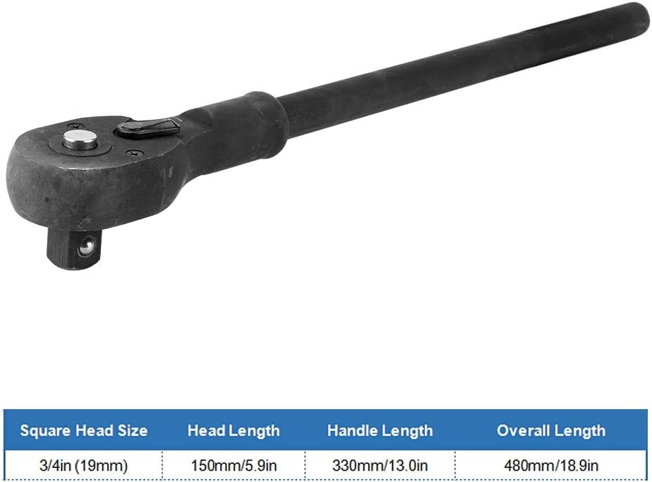 ミディアムロングスクエアヘッドリバーシブルクイックソケットレンチ省力車用ツールDIY愛好家向け3/4インチブラック1個 (3/4イン