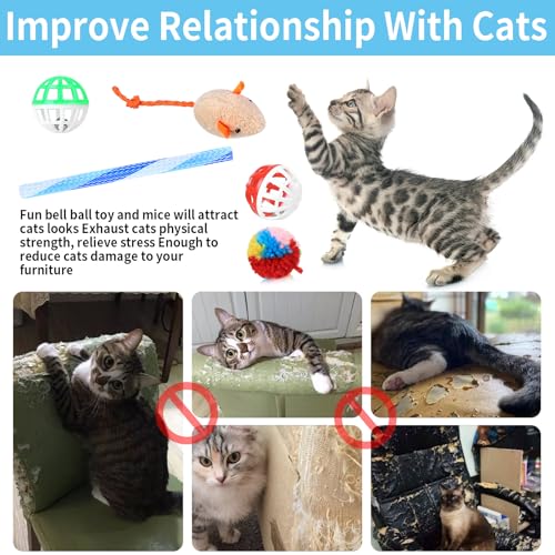 Gaomoeny 22 Stück Katzenspielzeug Set, Katzentunnel Interaktives Katzen Zubehör, Katzen Angel Spielzeug Katze Federspielzeug, Spielzeugmäuse, Katzenbälle, Cat Toys, Kitten Spielzeugs