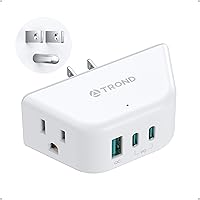 Vista 22 de TROND Extensor de salida con USB, divisor de pared con 2 tomas AC, 3 puertos USB, adaptador de enchufe de pared de diseño de 3 lados, elementos