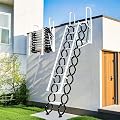 Attic Ladder Pull Down System, Wall Mounted Folding Attic Stairs, Titanium Magnesium Aluminum Alloy Telescoping Attic Ladder Loft Ladder with Armrests,Suitable for 9-9.8ft Walls, Load 1322 lbs (black)