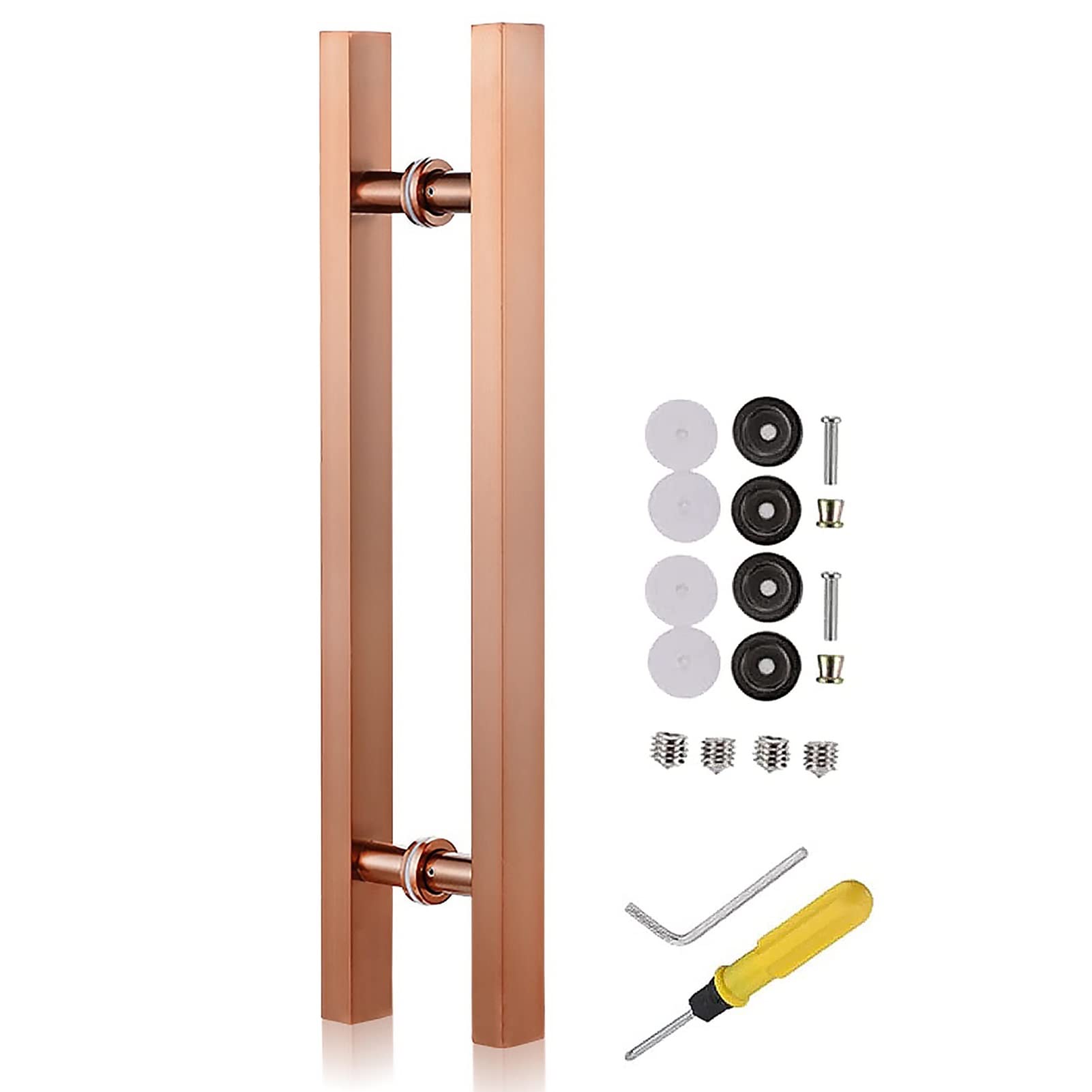 CWCQGH Steel Shower Glass/Sliding Barn Door/Interior Exterior Gate Push Pull Bar,Square Entry Door Handle - 16/24/32/40/48inch Long, Modern Style,Rose Gold-120cm/47.2in