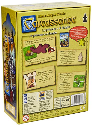 Devir - Carcassone: Expansión la Princesa y el Dragón, Juego de Mesa Familiar, Juego con amigos, 8 años (BGCARPRI)