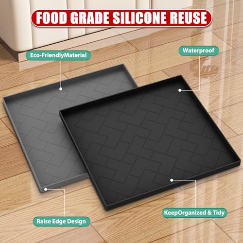 Mini Fridge Silicone Mat,19.7''x19.7''x0.5''-Fridge Drip Tray Concave and convex design is leak-Proof and Non-Slip Perfectly Compatible with Washer, Dryer, Wine Cooler, Dishwasher ect. (Grey1) by ieesspd - Used condition - Image 5
