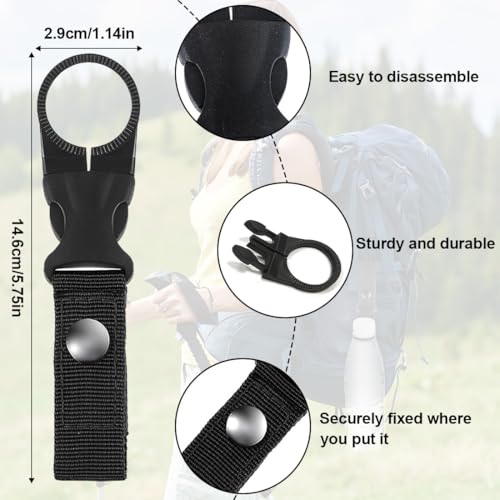 JEYORZY Flaschenhalter Gürtel, 4 Stück Karabiner Flaschenhalter Set mit in Schwarz - Wasserflasche Schnalle, Nylon Gürtel Flaschenhalter Clips, Wasserflaschenhaken, Wasserflasche Schnalle