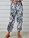 Zontroldy Linen Pants for Women Wide Leg High Elastic Waisted Drawstring Boho Printed Palazzo Harem Pants Trousers(0637-White-XL)