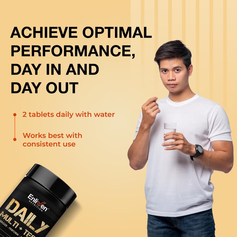 Enliven Nutrition Daily Multi+Testing - Multivitamin for men with tribulus extracts (60 tablets). With vitamins, minerals and antioxidants. Daily Energy and Welfare Support Enliven Nutrition Daily Multi+Testing - Multivitamin for men with tribulus extracts (60 tablets). With vitamins, minerals and antioxidants. Daily Energy and Welfare Support