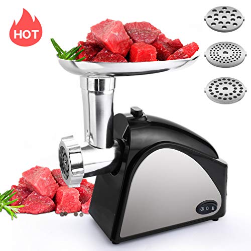Homdox Electric Meat Grinder, 2000W Meat Mincer with 3 Grinding Plates and Sausage