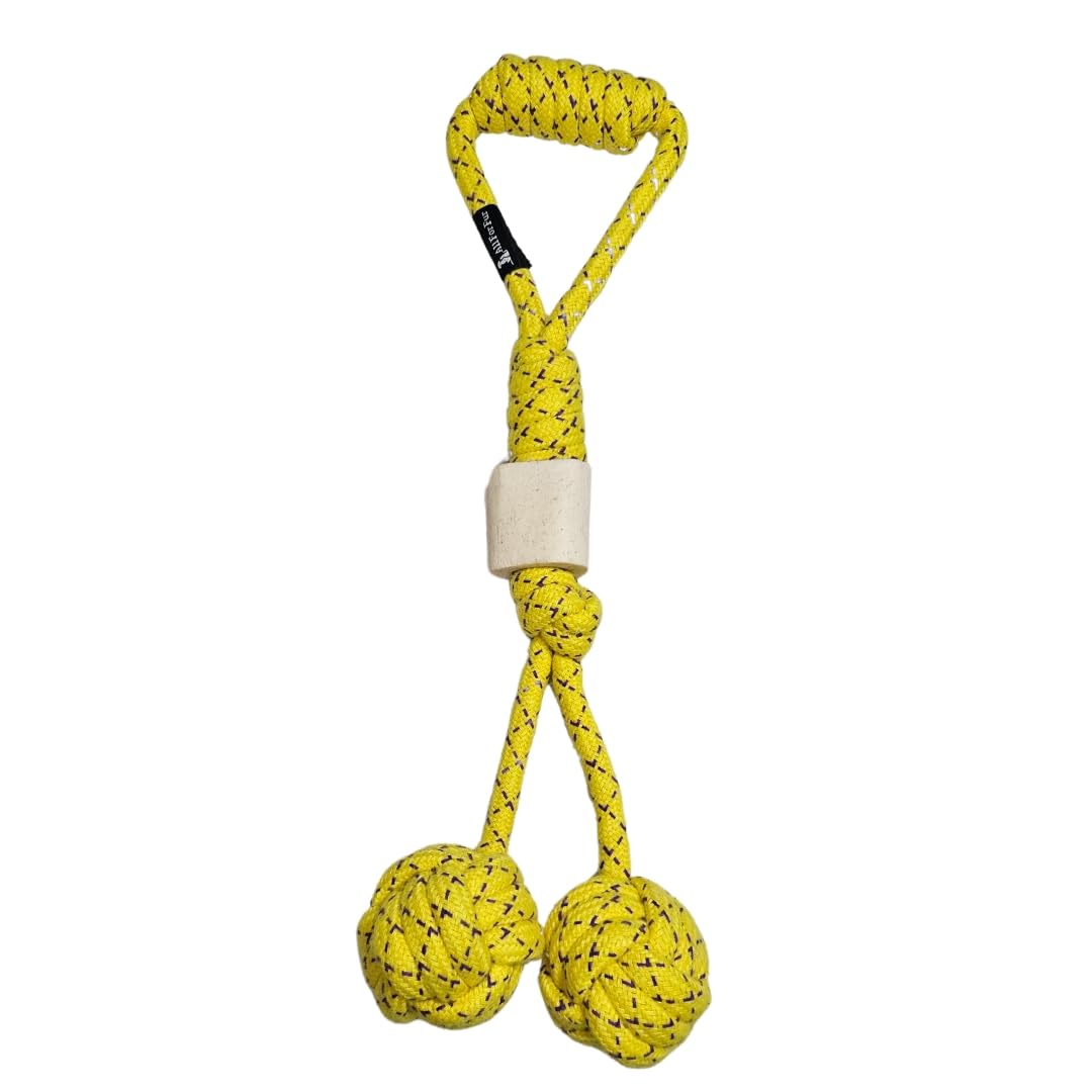 All For Fur Premium Dog Toy | Chew Toy/Rope Toy | Eco-Friendly, Durable, Non-Toxic & Fun | Luxury Pet Accessories | for Small, Medium, Large & XL Dogs | Tug-O-Balls - Yellow (B0D9P1PJ5F) Amazon Price History, Amazon Price Tracker