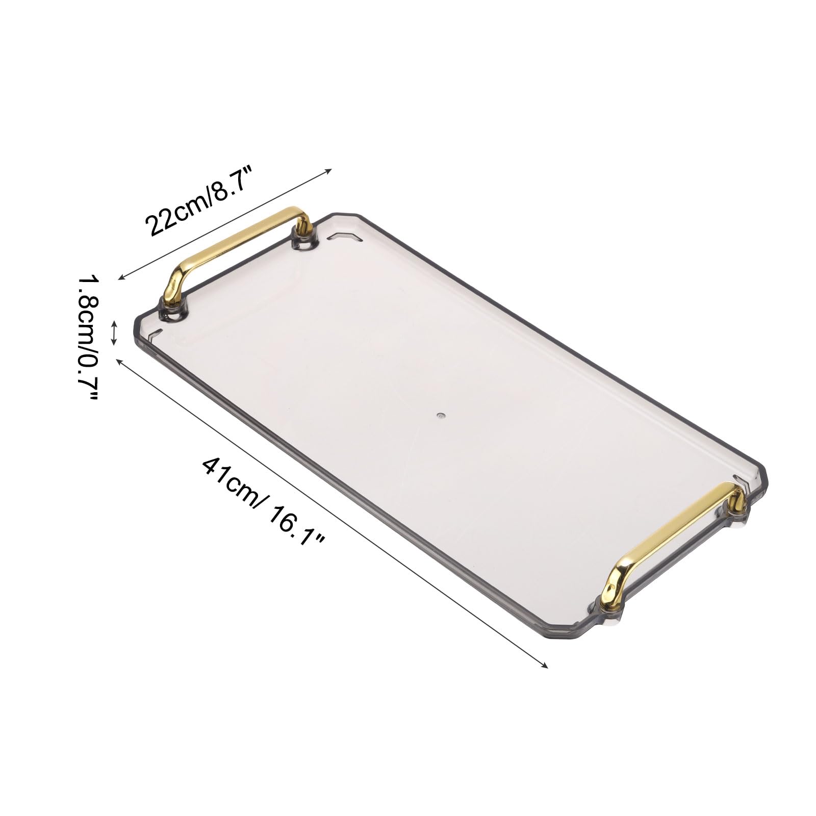 PATIKIL 16.1 x 8.7 Inches Plastic Serving Tray with Golden Handles - Image 2