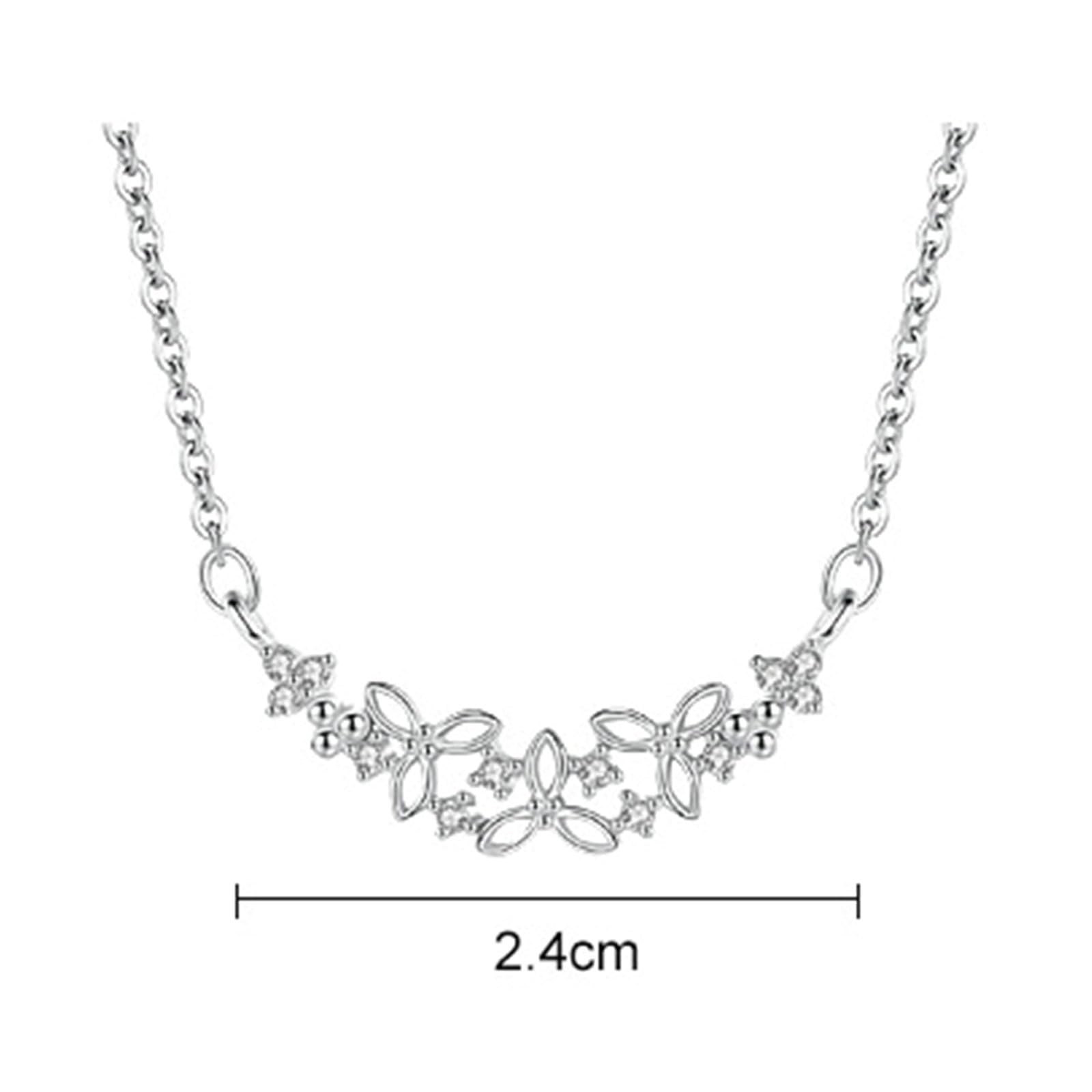 Damen Halsketten 9K/14K/18K Echtgold, Weißgold Anhänger Hohle Blume mit Moissanit Damen Anhänger Halskette 40+5cm
