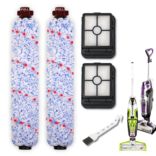 Image of Replacement Part for CrossWave All in One Wet Dry Vacuum, Compatible with CrossWave PET PRO and CrossWave Cordless Accessories (2 Multi-Surface Brush Rolls+2 Filters)