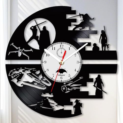 Viiluuxr Reloj de Pared con Disco de Vinilo Silencioso y Decorativo 30CM Movimiento de Cuarzo Salon Cocina Oficina Dormitorio Funciona con Pilas Relojes de Pared