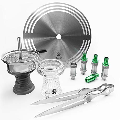 ORACLE HOOKAH® Edelstahl Shisha Set 4 Anschlüsse - mit Shisha Zubehör Kopf Schlauch Mundstück und Molassefänger (Shisha… – Bild 6