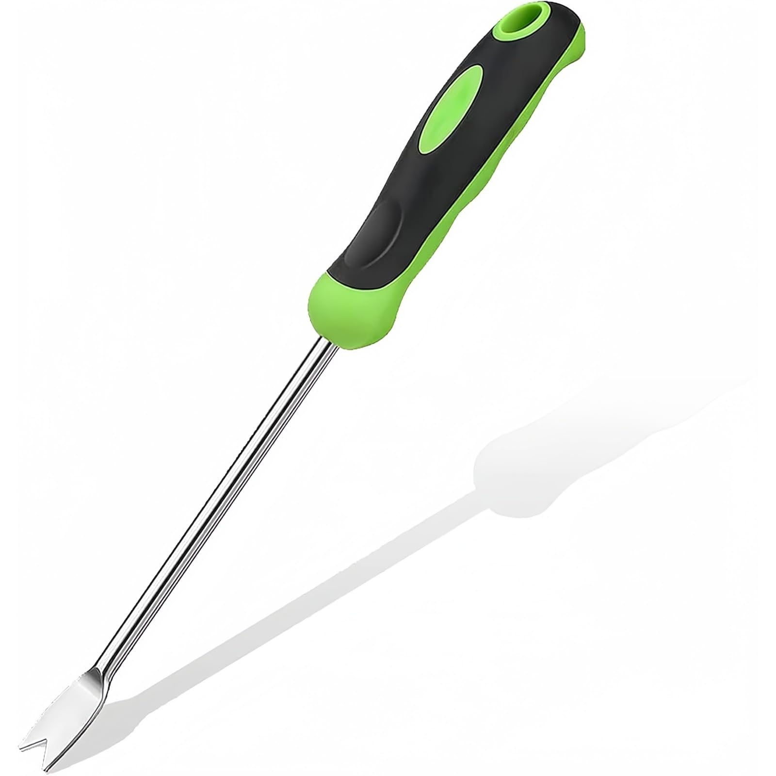 Dandelion Weed Puller Tool, Weed Remover Tool with V-Shape, Stainless Steel Hand Weeder with Ergonomic Handle, Manual Weeder Tool for Planting, Dandelion Puller Flower and Vegetable Care (Green)