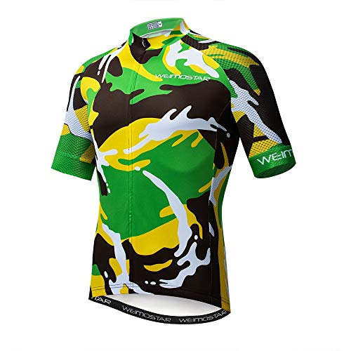 Cycling Jersey Men,Short Sleeve Bike Jersey Riding Tops Outdoor Bicycle Shirt,MTB Cycling Clothing Green Yellow