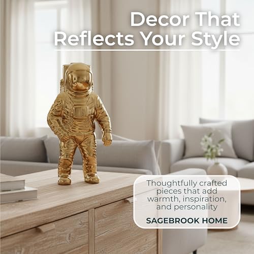 Figura Decorativa de Astronauta en Cerámica Dorada 12" miniatura 6