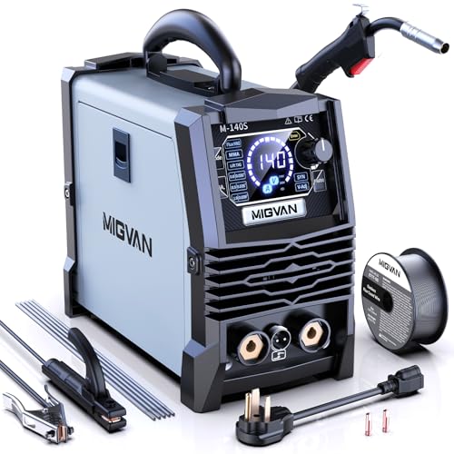 140A Gasless MIG Welder, 110V/220V Dual Votage Welding Machine, Flux Cored MIG/Lift TIG/Stick ARC 3...