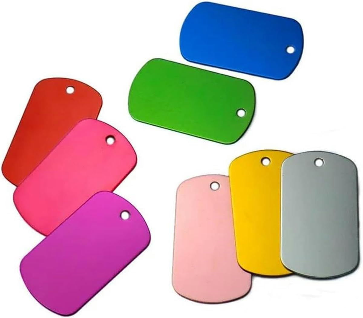 Lot de 100 médailles personnalisées en aluminium pour chien et chat, avec nom et numéro de téléphone, pendentif coloré, vierge, plaque signalétique personnalisée pour animal de compagnie, bleu, 50 x