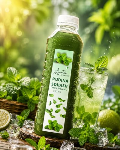 Image of Mountain Bawarchi Mint Squash | Natural Healthy Juice Gift Pack | Natural Sharbat | Refreshing Juice | Ready To Serve | 750mlx2 (Set of 2)