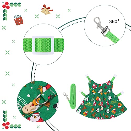Image of Adjustable Christmas Rabbit Harness and Leash Set, Small Animal Christmas Costume Bunny Clothes Santa Snowman Pattern Outfit for Ferret Guinea Pig Rabbit Bunny Hamster(Green /M)